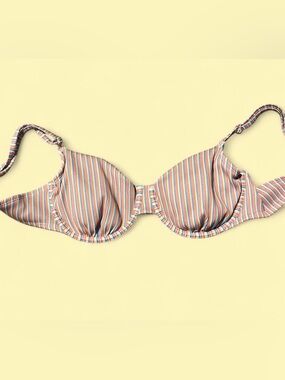 No Boundaries White Bikini Top with Multicolor Stripes